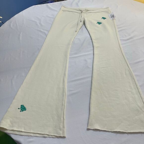 NWT Primp Y2k Embellished Pale Yellow Frog Sweatpants Size XS New Read Descrip - Picture 1 of 11
